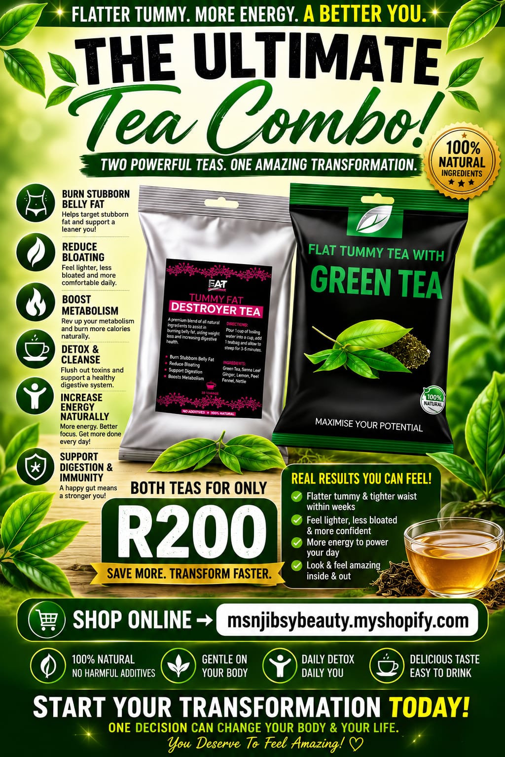 Fst Tummy Fat destroyer & Green Tea combo